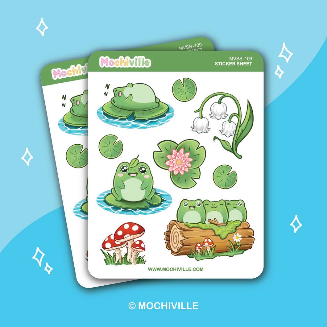 Froggies & Lilies Vinyl Sticker Sheet