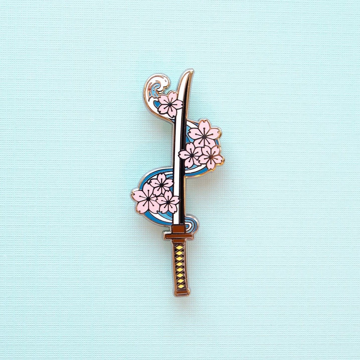 Flowing Sakura Katana  Enamel Pin – Mochiville