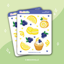 Load image into Gallery viewer, Lemon &amp; Blueberry Pastries Vinyl Sticker Sheet
