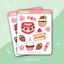 Load image into Gallery viewer, Strawberry Pastries Vinyl Sticker Sheet
