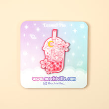 Load image into Gallery viewer, Pink Sakura Bubble Tea Enamel Pin | Soft Enamel with Epoxy
