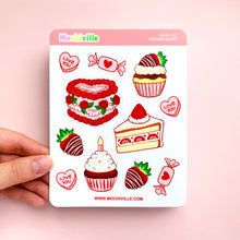 Load image into Gallery viewer, Strawberry Pastries Vinyl Sticker Sheet
