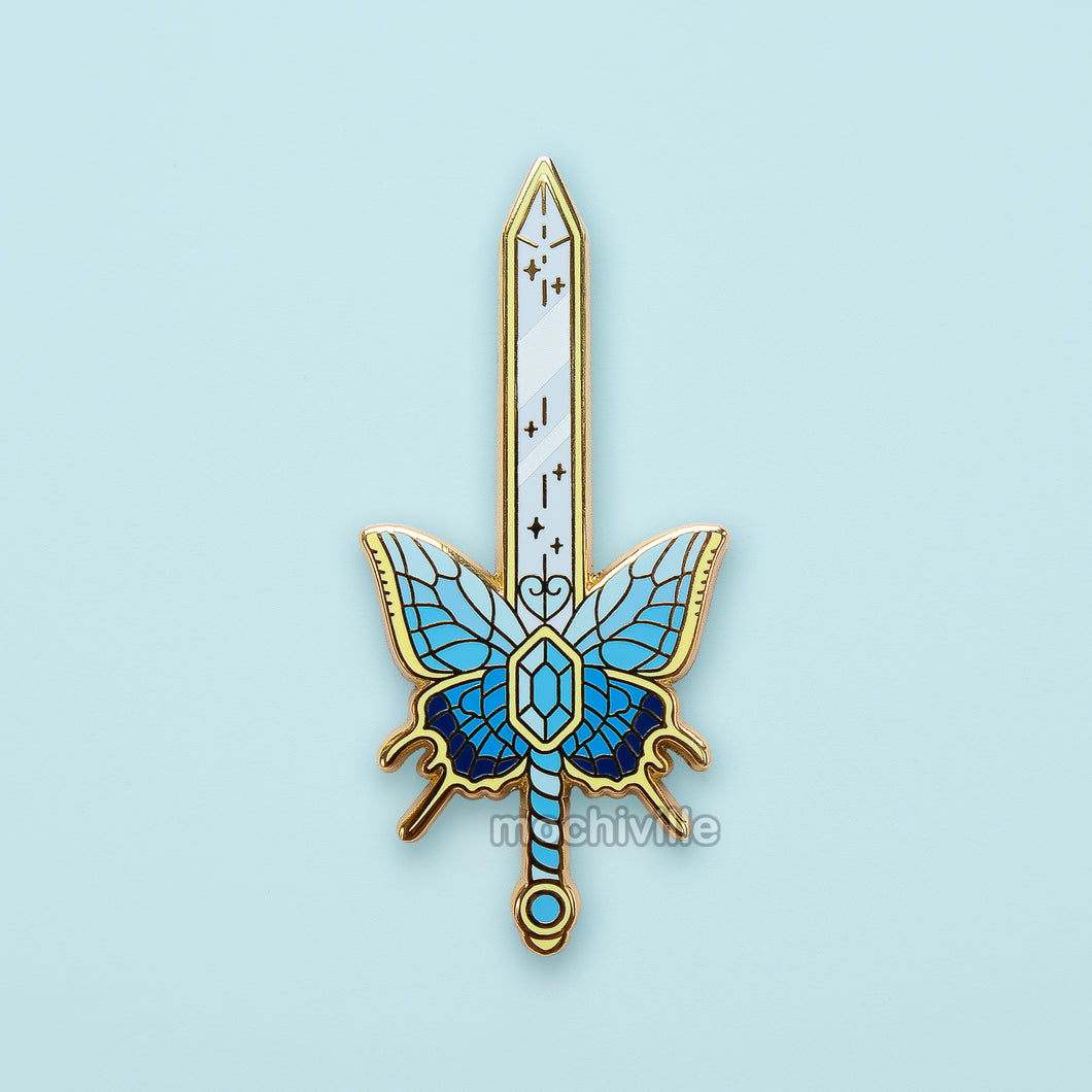 Crystal Butterfly Sword (Blue) Enamel Pin
