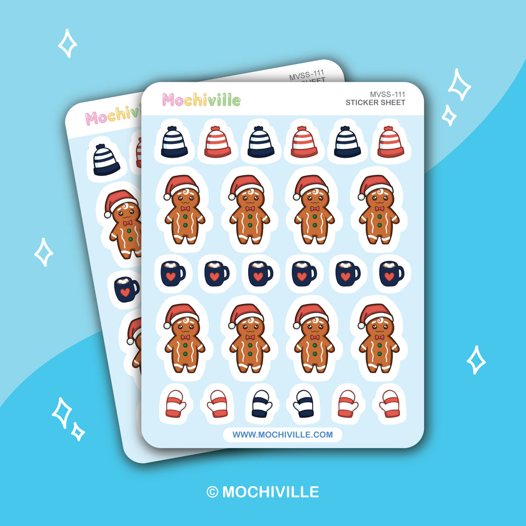 Gingerbread Man Vinyl Sticker Sheet