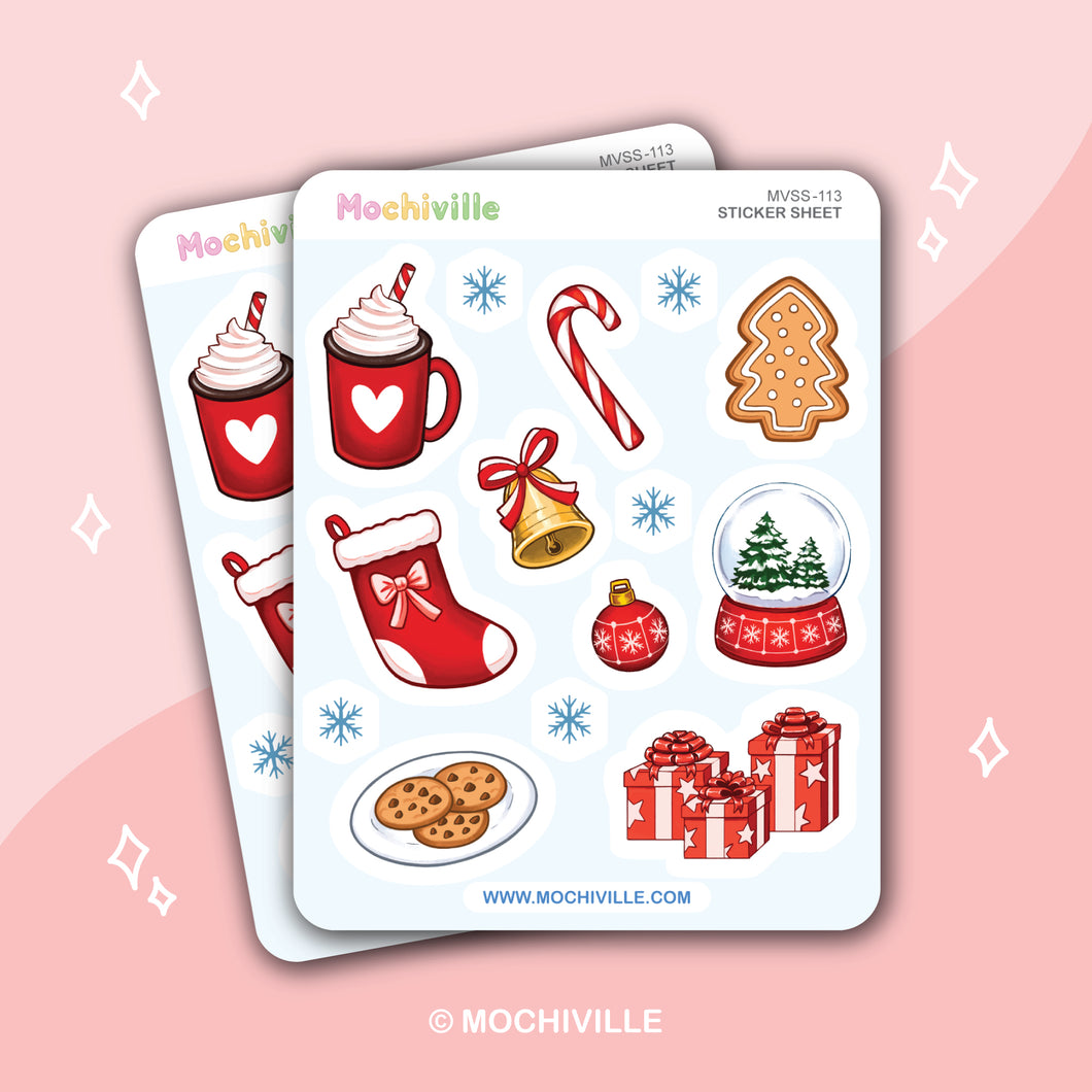 Red Christmas Vinyl Sticker Sheet