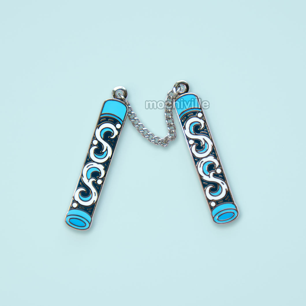 Tidal Wave Nunchucks Enamel Pin