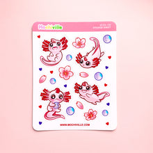 Load image into Gallery viewer, Axolotl &amp; Cherry Blossoms Vinyl Sticker Sheet
