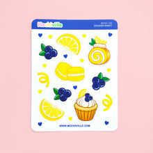 Load image into Gallery viewer, Lemon &amp; Blueberry Pastries Vinyl Sticker Sheet
